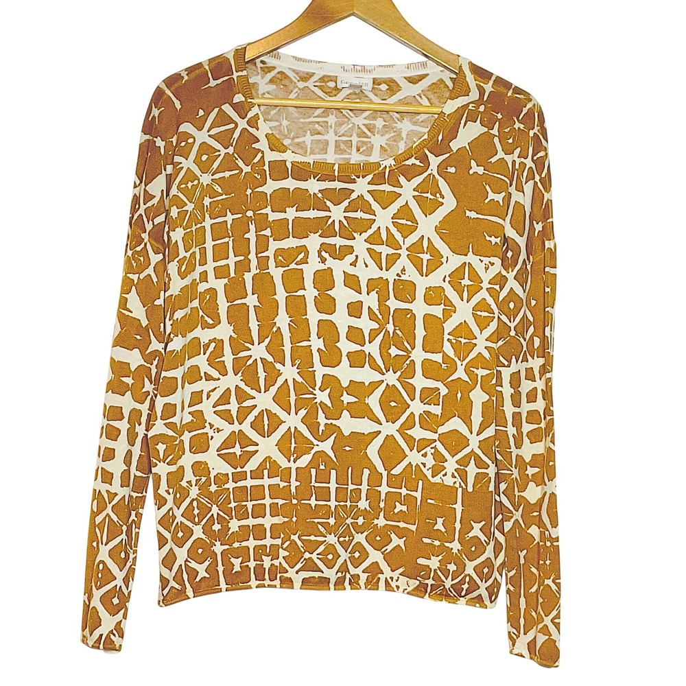 GARNET HILL womens sweater lightweight spring silk cotton 42031 Tan cream Small